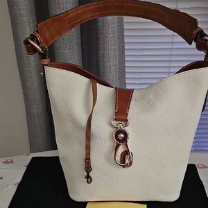 Dooney & Bourke White and Brown Shoulder Bag